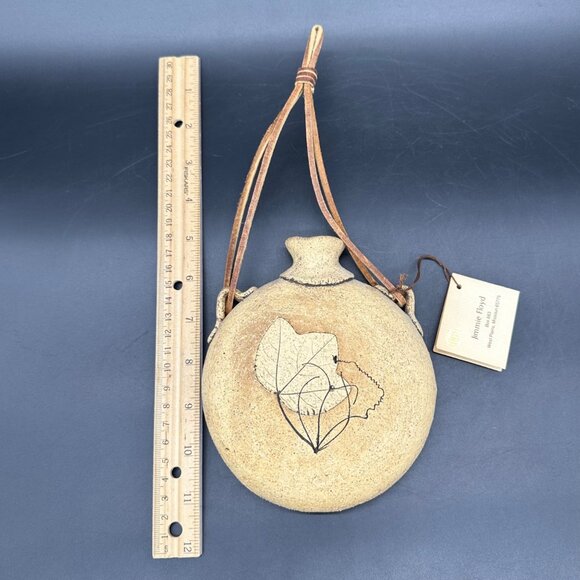 Vintage Wall Vase Jimmie Floyd Stoneware Pottery Leaf Clay Art 1970s Botanical - Picture 10 of 12